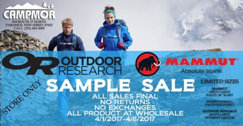 Mammut and Outdoor Research Sample Sale